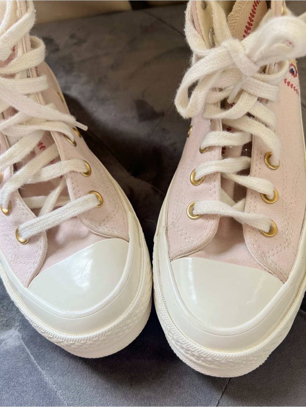Converse Chuck Taylor Lift Platform Pink Floral Embroidered High Top Coquette